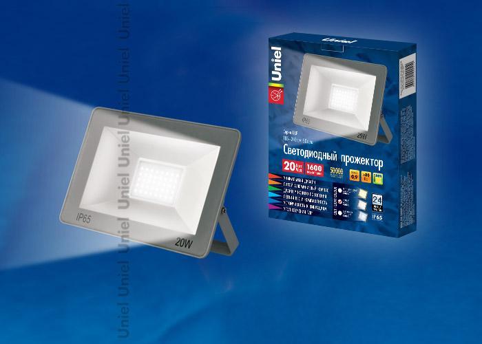Прожектор светодиодный (UL-00001846) Uniel 20W 4000K ULF-F15-20W/NW IP65 185-240В Silver