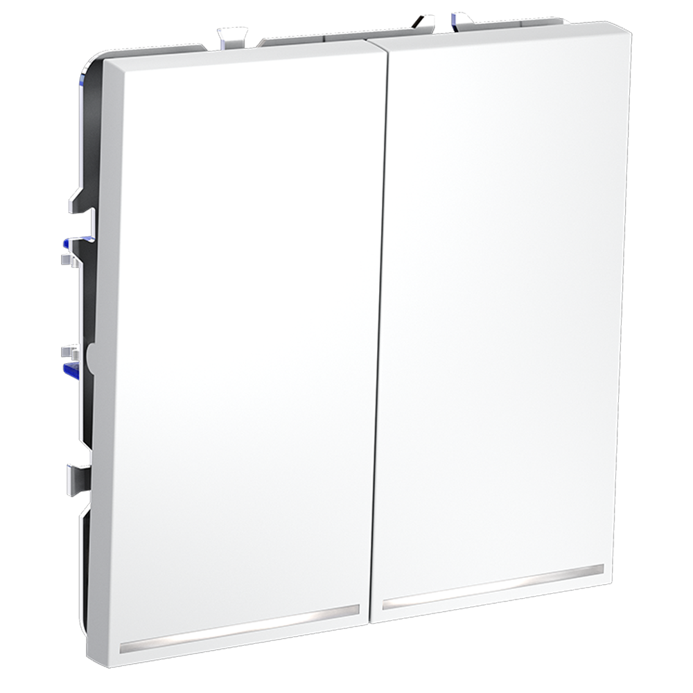 Проходной переключатель двухклавишный с подсветкой Voltum S70 VLS020402 (белый матовый)