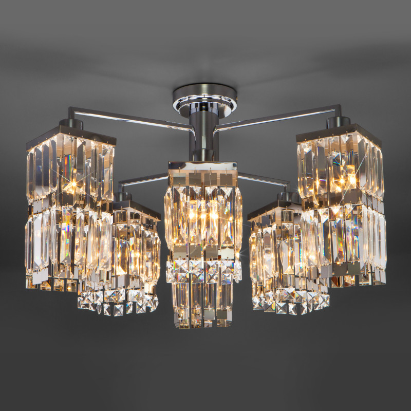 Люстра на штанге Eurosvet 10100/6 хром/прозрачный хрусталь Strotskis