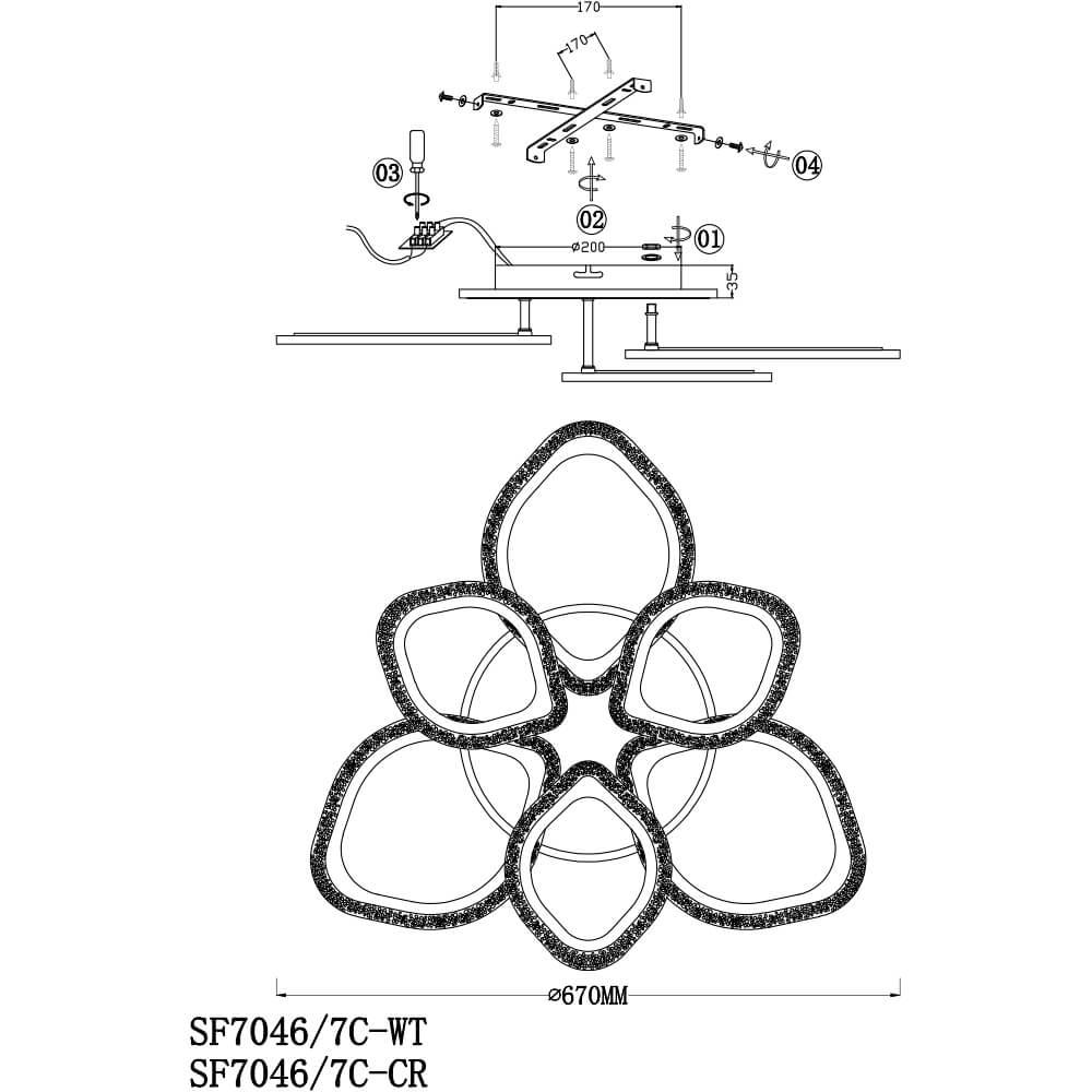 Потолочная светодиодная люстра Seven Fires Roddi SF7046/7C-WT