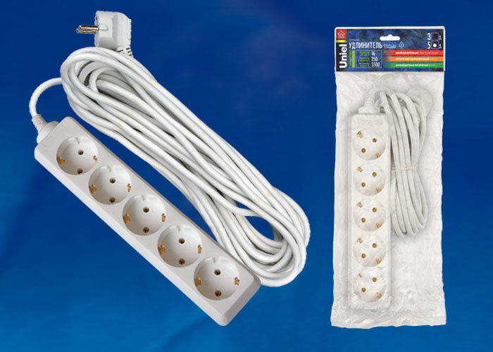 Удлинитель (02898) Uniel 5гн х 5м с/з Стандарт S-GCD5-5