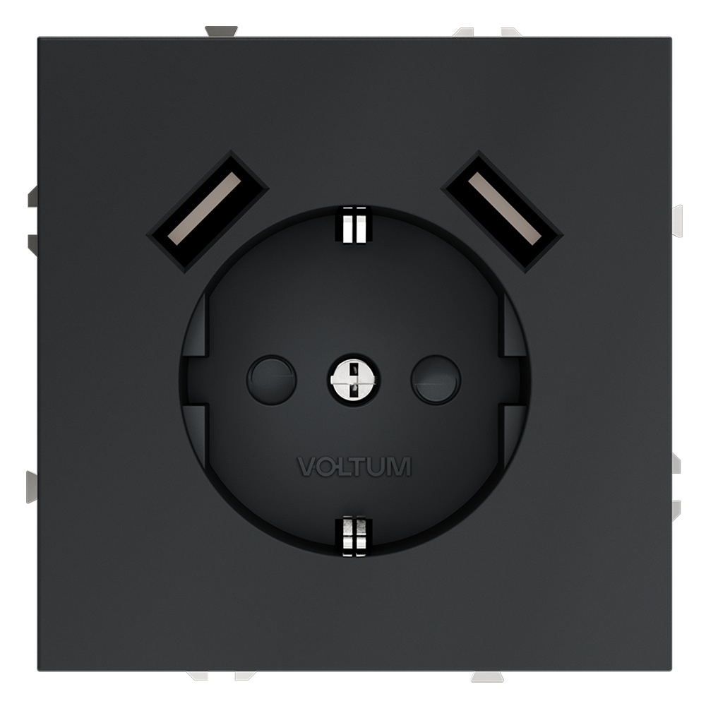 Розетка с USB, А+А Voltum S70 VLS040407 (графит)