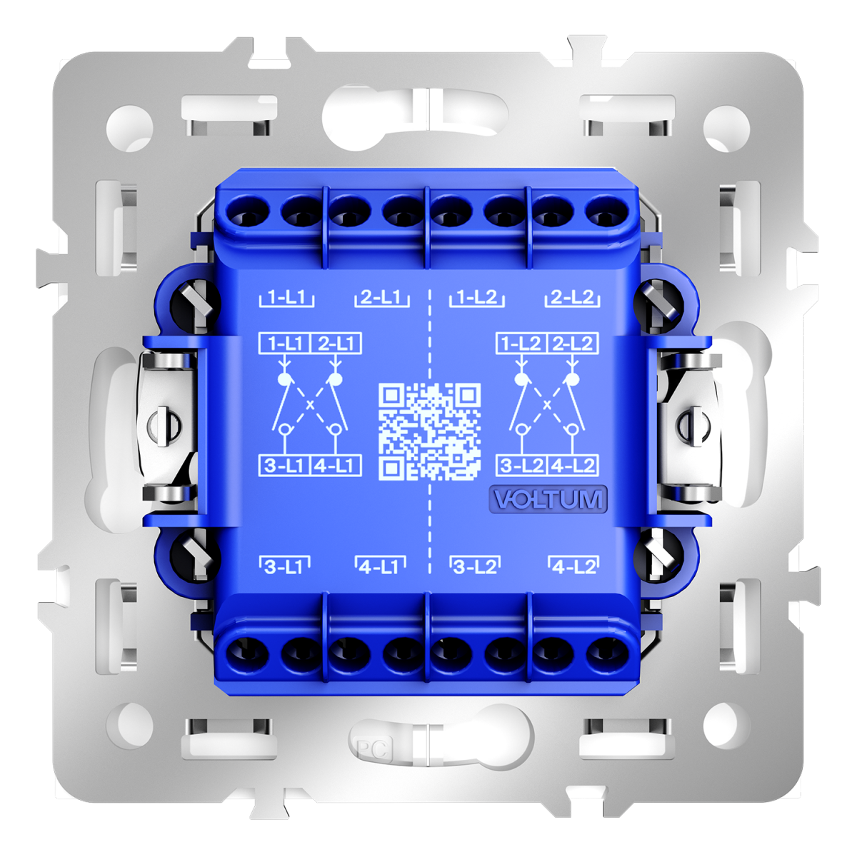 Перекрестный переключатель встраиваемый Voltum S70 двухклавишный 10А, (белый глянцевый) VLS020501