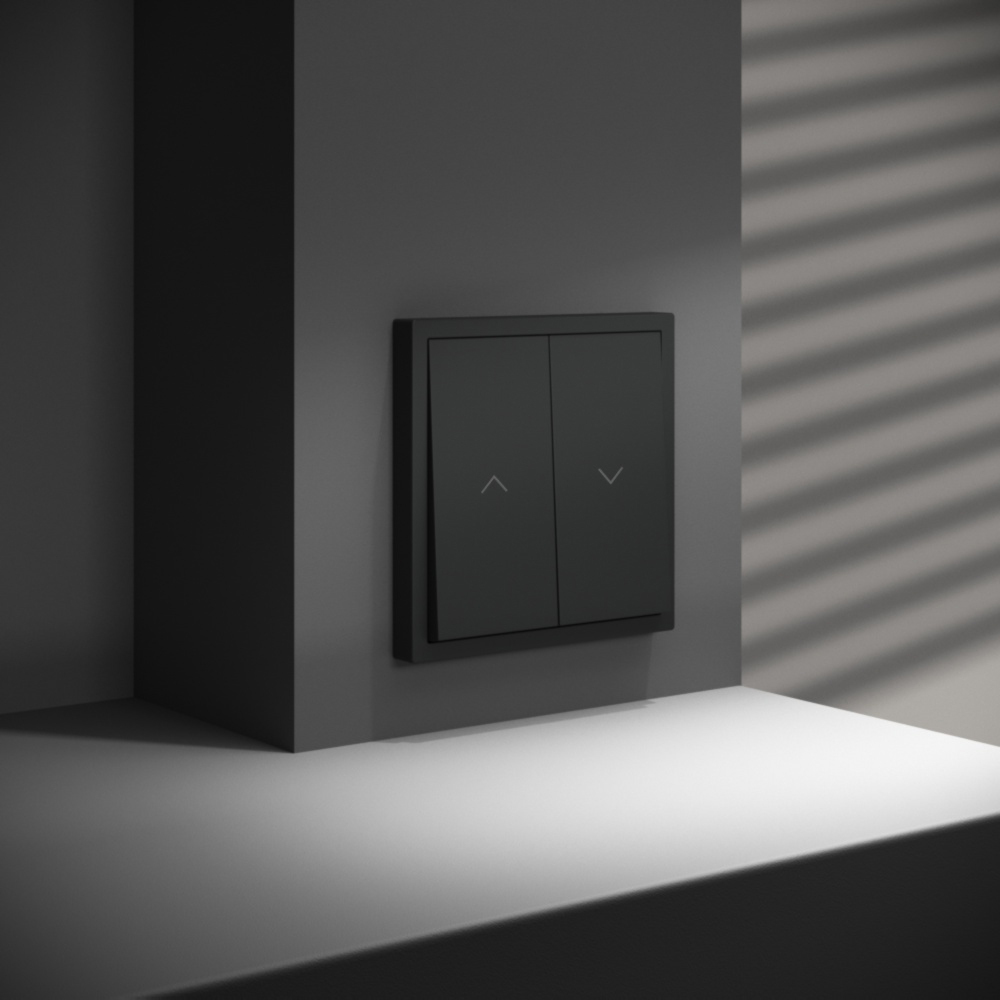 Выключатель встраиваемый Voltum S70 для жалюзи 10А, (черный матовый) VLS020708