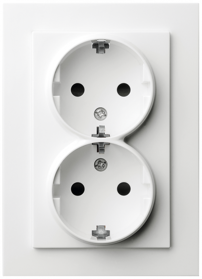 Двойная розетка SHUKO Jasmart с защитными шторками 16A 250V 2P+T белый глянцевый G5504W