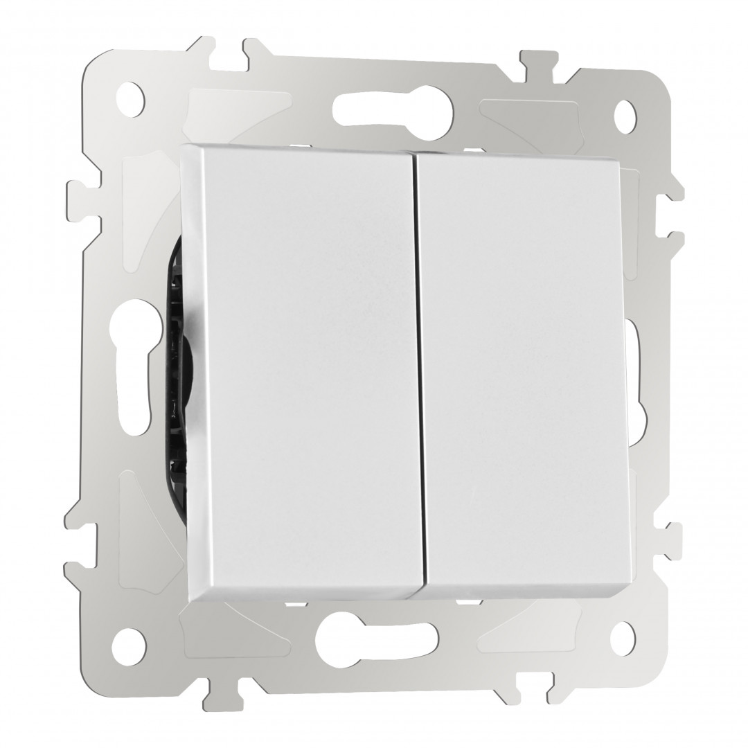 Выключатель двухклавишный проходной Arte Milano 203.32-2.silver