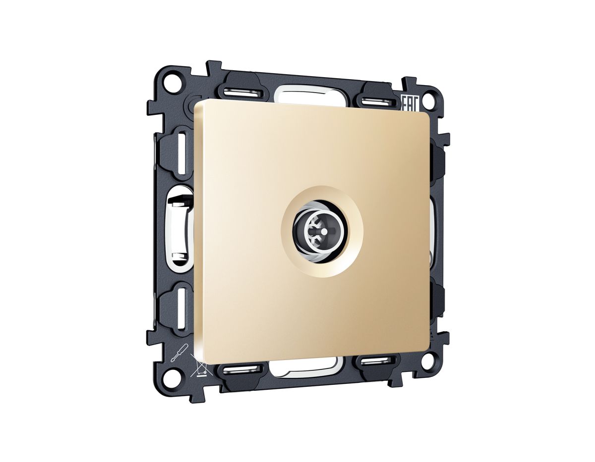 Комплект механизма TV розетки оконечной экранированной 5-1000MHz 3dB Alfa Шампань Quant Ambrella Volt MA613005 (AP6130, VM199)