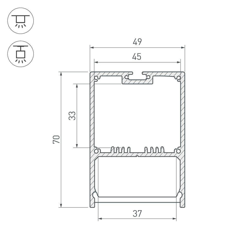 Профиль с экраном Arlight SL-LINE-4970-2500 ANOD+OPAL 020466