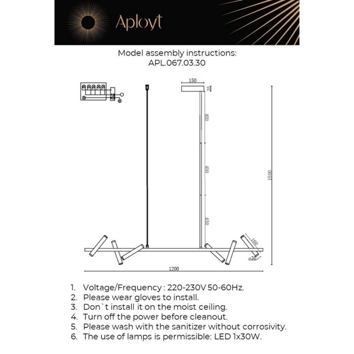 Подвесная люстра Aployt Honor APL.067.03.30