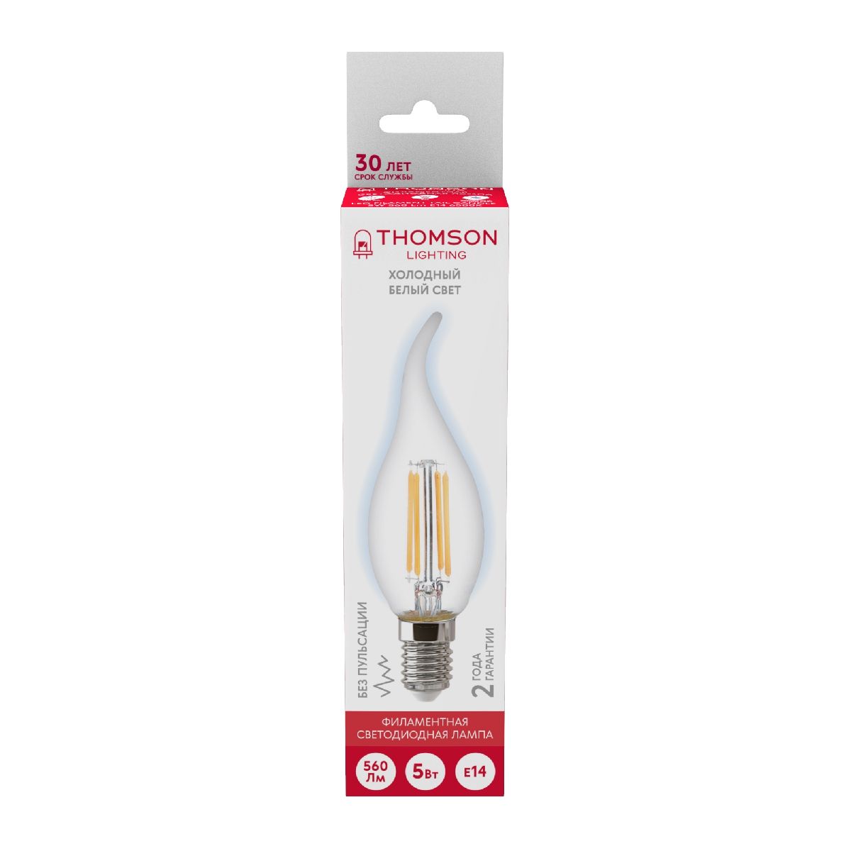 Лампа светодиодная Thomson Tail Candle E14 5W 6500K свеча на ветру TH-B2335