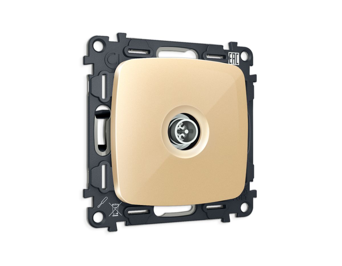 Комплект механизма TV розетки Ambrella Volt оконечной экранированной 5-1000MHz 3dB OMEGA MO613005 Шампань QUANT (OP6130, VM199)