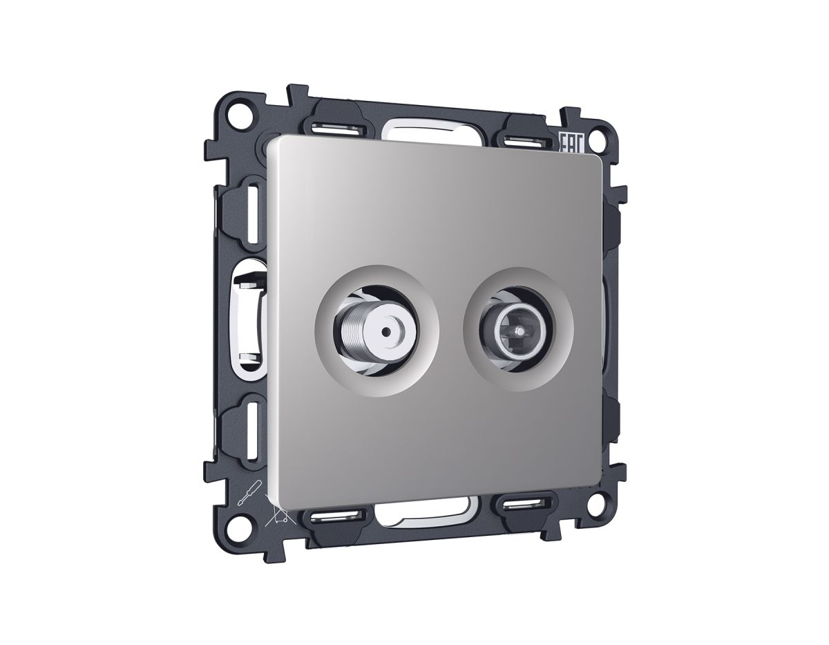 Комплект механизма розетки TV оконечной + SAT 5-862MHz 3.5dB/950-2150MHz 3.5dB Alfa Сталь матовый Quant Ambrella Volt MA513310 (AP5133, VM217)