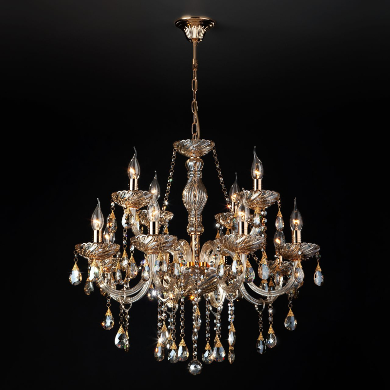 Подвесная люстра Eurosvet 3543/8+4 золото/тонированный хрусталь Strotskis