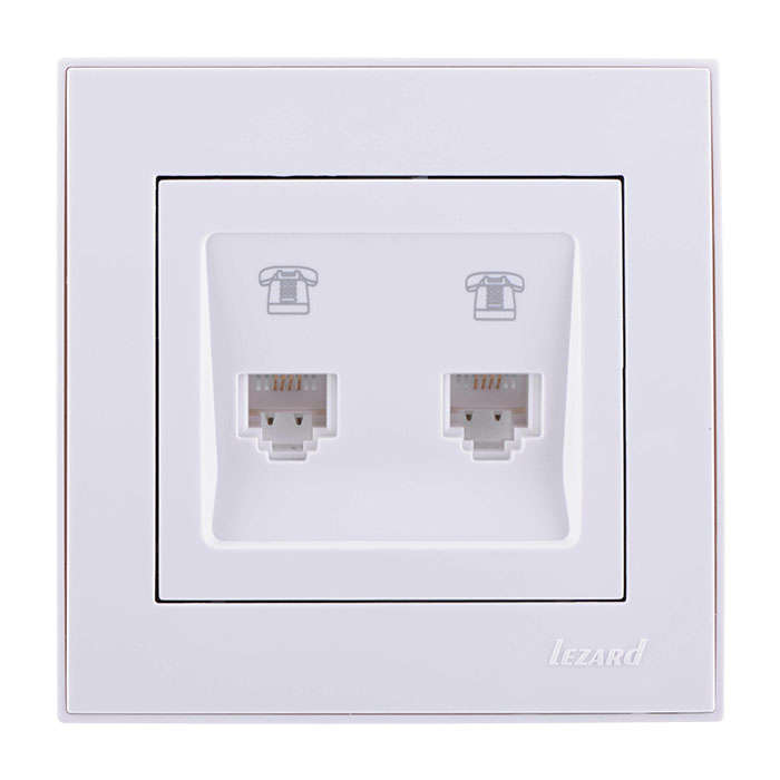 Розетка телефонная двойная евро Lezard Rain 703-0202-138