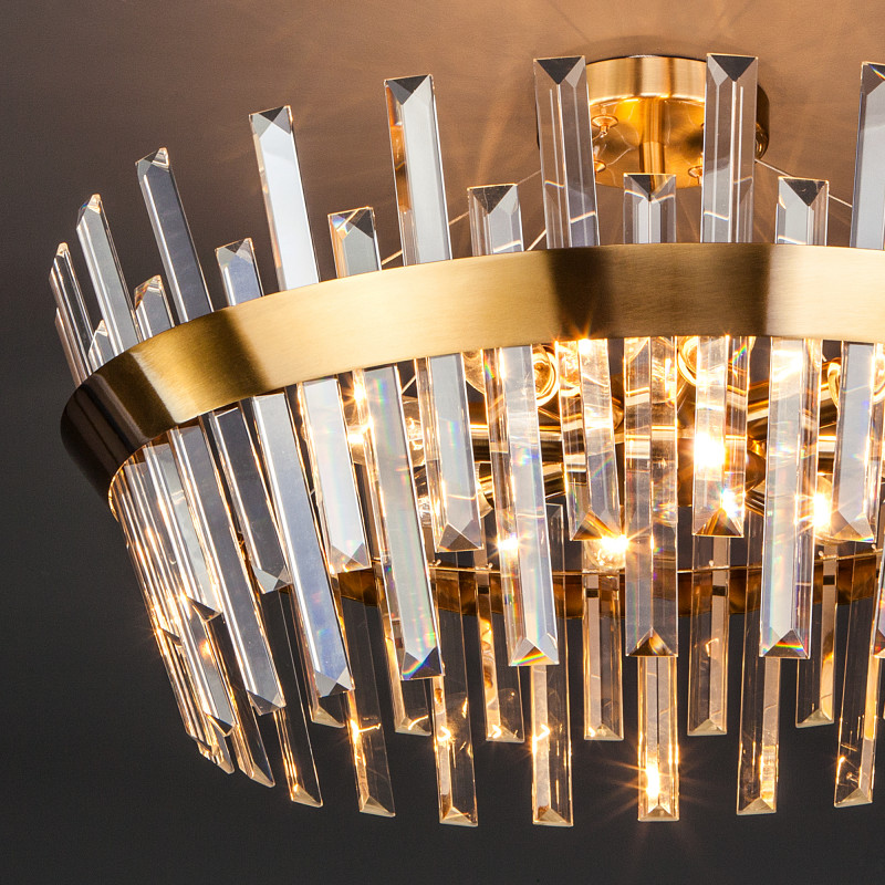 Люстра на штанге Eurosvet 10111/8 золотая бронза/прозрачный хрусталь Strotskis