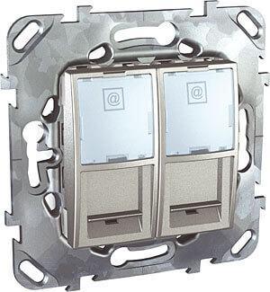 Розетка компьютерная 2хRJ45 Schneider Electric Unica MGU5.2424.30ZD