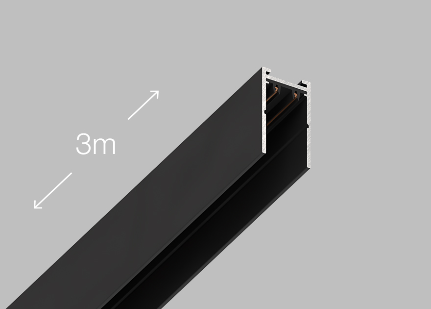 Шинопровод магнитный Luminotti Slimline L.200.3M.BK.3
