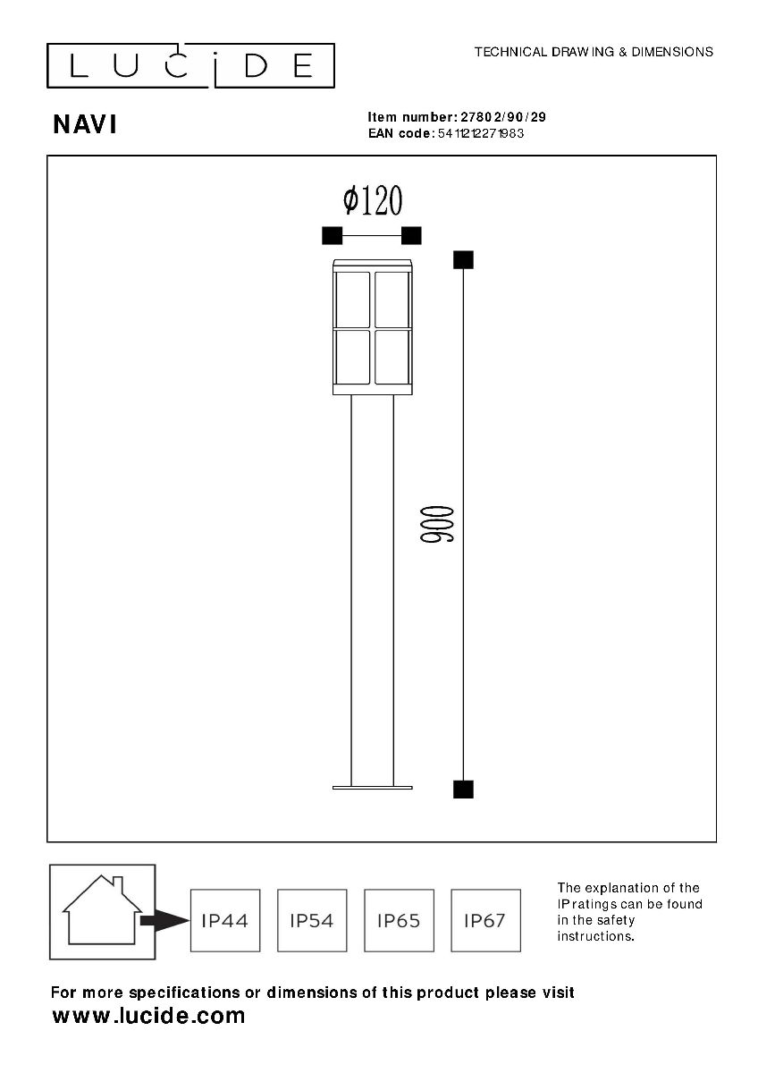 Ландшафтный светильник Lucide Navi 27802/90/29
