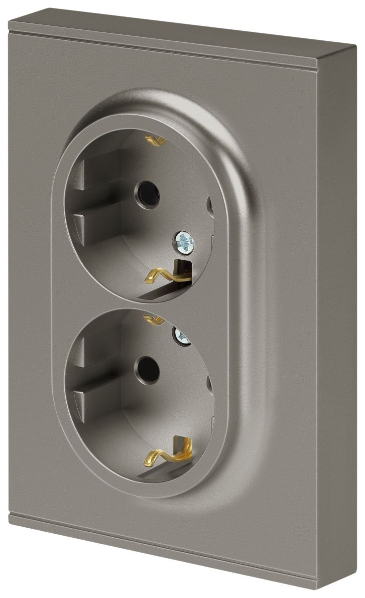 Розетка Эра Arktik 16-2104-07 двойная с заземлением 2X2P+E Schuko 16А-250В титан Б0070450