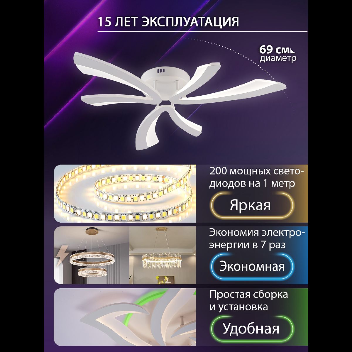 Потолочная люстра Natali Kovaltseva Vio LED LAMPS 81453