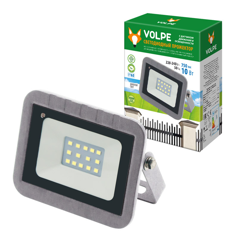 Прожектор Volpe ULF-Q592 10W/DW SENSOR IP65 220-240B SILVER картон