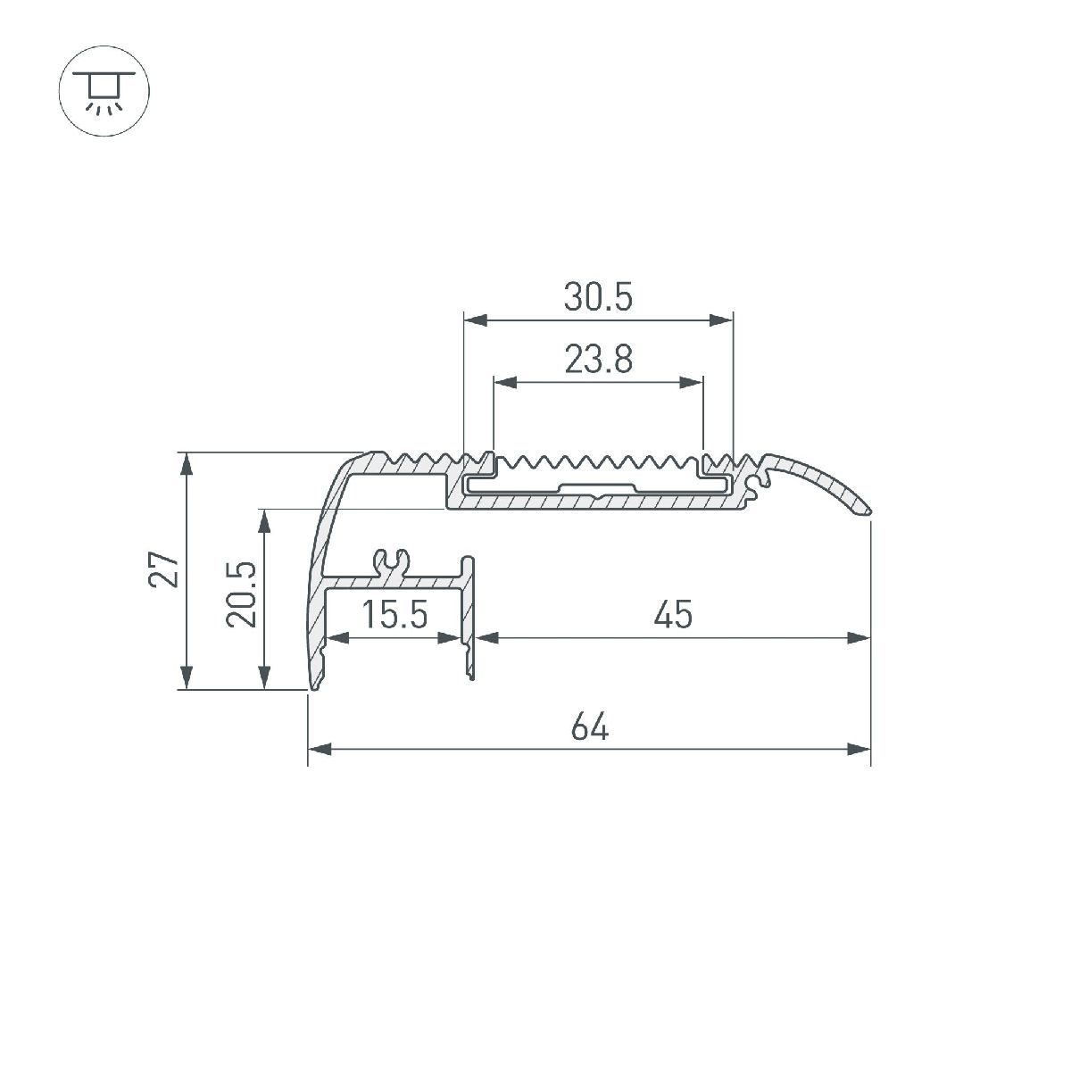 Профиль Arlight STAIR-W65-2000 ANOD 045666