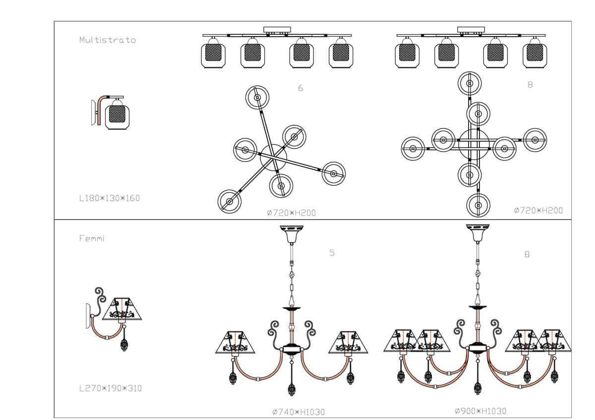 Потолочная люстра Rivoli Multistrato 3024-306 Б0038055
