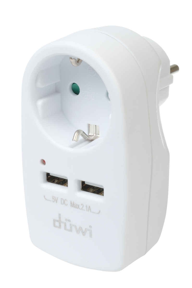 Адаптер 1 гнездо + 2 USB порта на евро вилку Duwi 27418 6