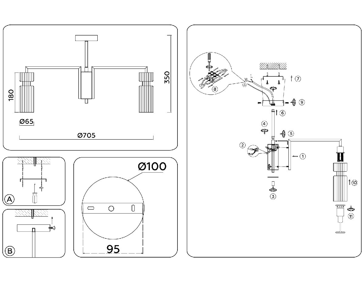 Люстра на штанге Ambrella Light High Light Heigh Light LH56115