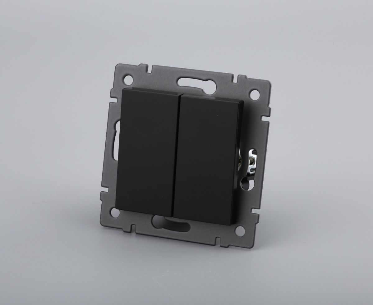 Механизм выключателя двухклавишный проходной Arlight SWT-MKP2-PL-BK-V (250V, 10A) 049893