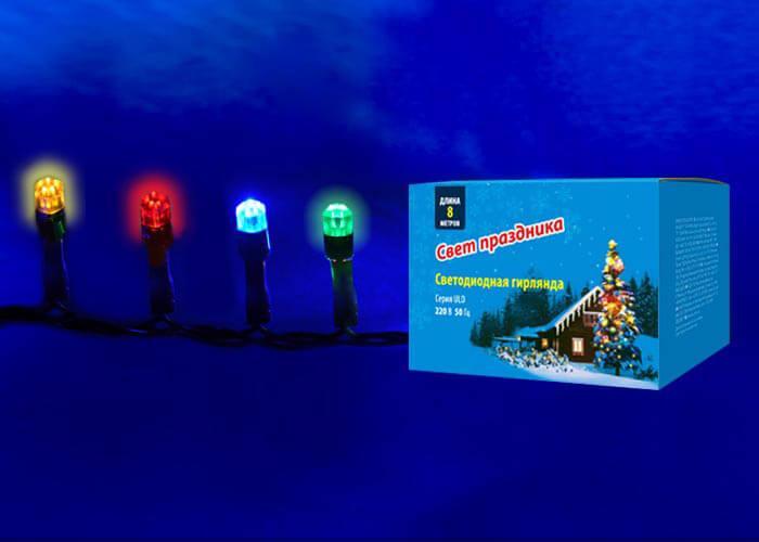 Светодиодная гирлянда (UL-00005472) Uniel Кристал-1 220V разноцветный ULD-S0800-100/DGA Multi IP20 Crystal-1