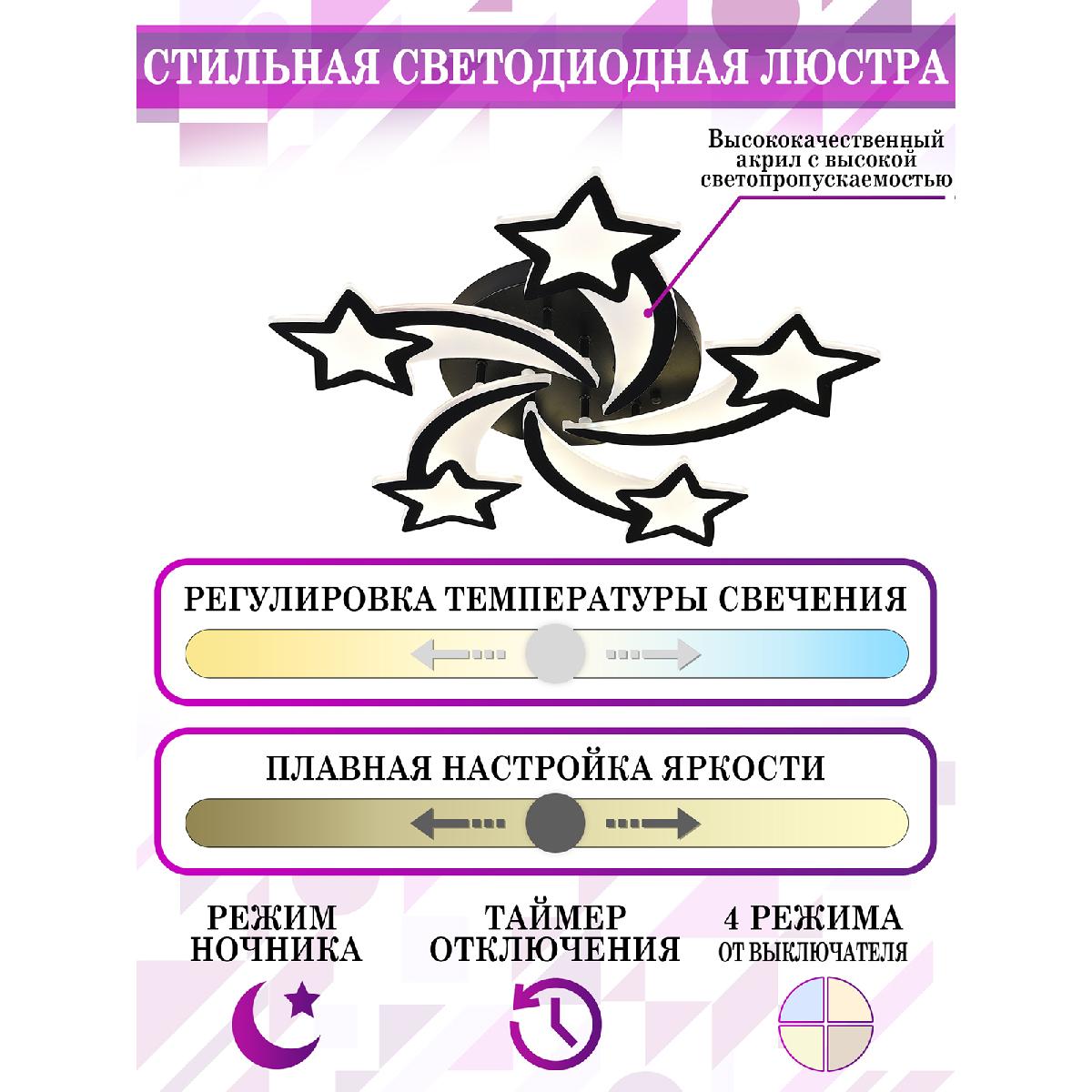 Потолочная люстра Natali Kovaltseva Star INNOVATION STYLE 83018 BLACK