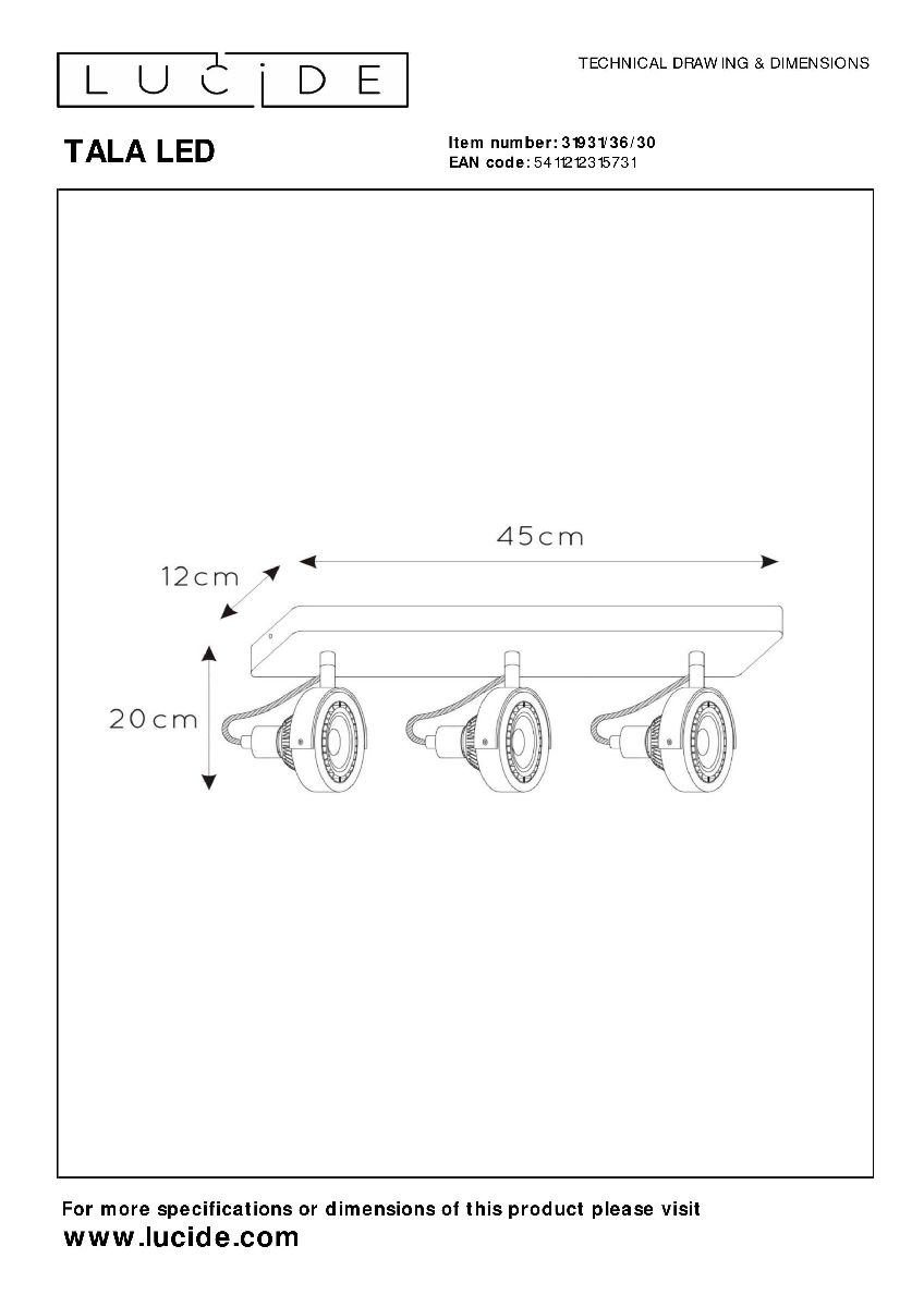 Спот Lucide Tala Led 31931/36/30