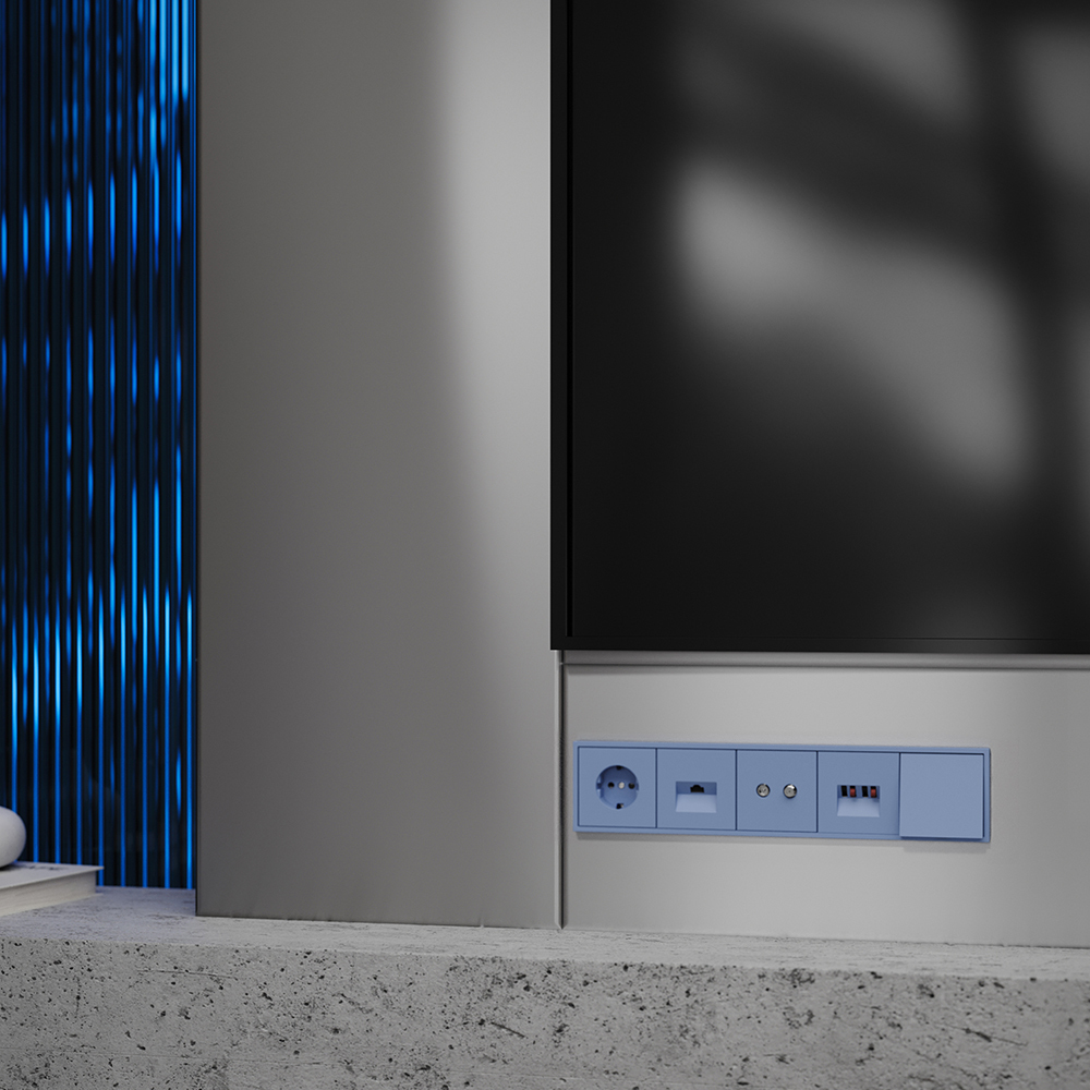 Накладка для розетки акустической 4-местной  Voltum S70 (деним) VLS001515