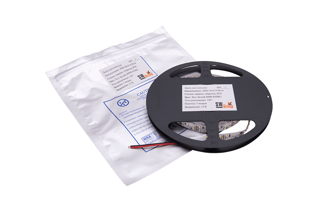 Светодиодная лента SWG SWG4240*2-12-24-W 12В 24Вт/м 6000-6500K 5м IP20 001698