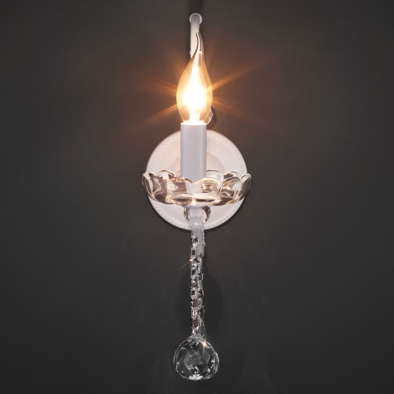 Бра Eurosvet 10107/1 глянцевый белый/прозрачный хрусталь Strotskis