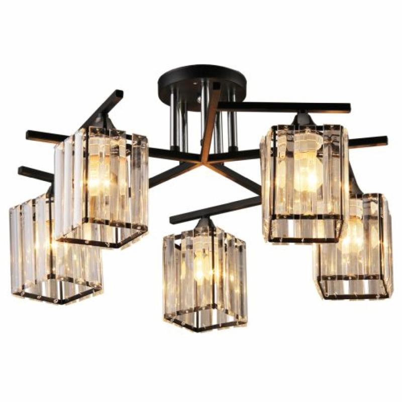 Люстра на штанге IMEX MD.3278-5-S BK+CH