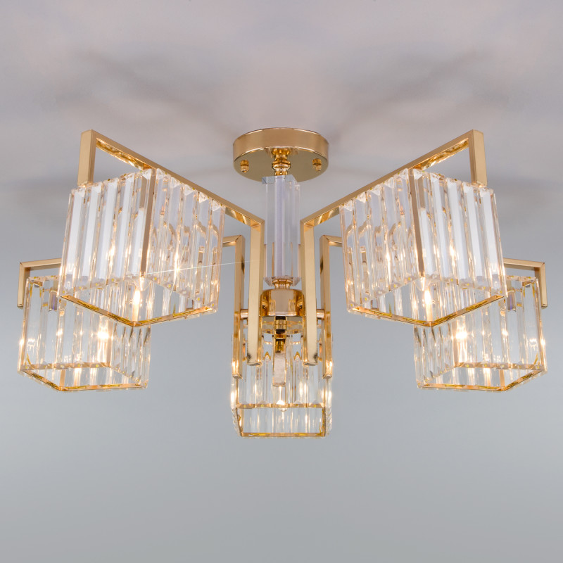 Потолочная люстра Eurosvet April 10117/5 золото/прозрачный хрусталь Strotskis