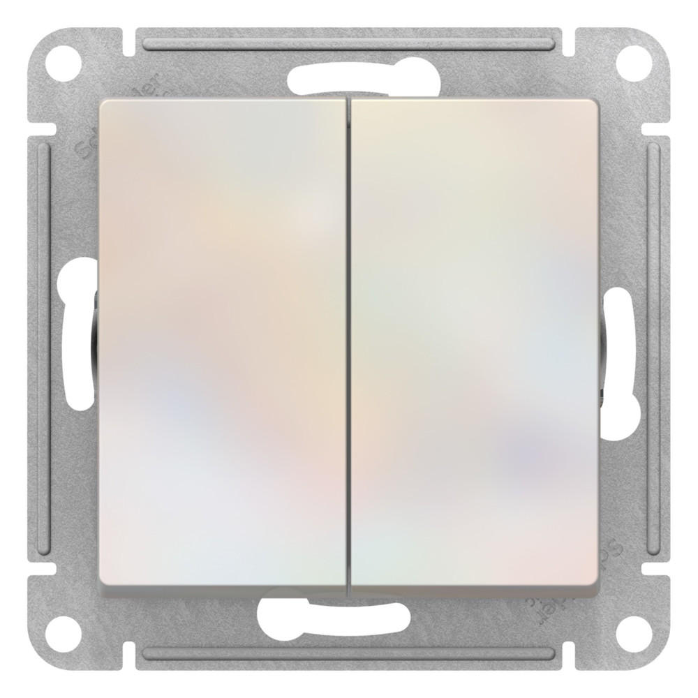 Выключатель 2-клавишный с самовозвратом, сх.2, 10А, механизм Systeme Electric AtlasDesign Жемчуг ATN000417