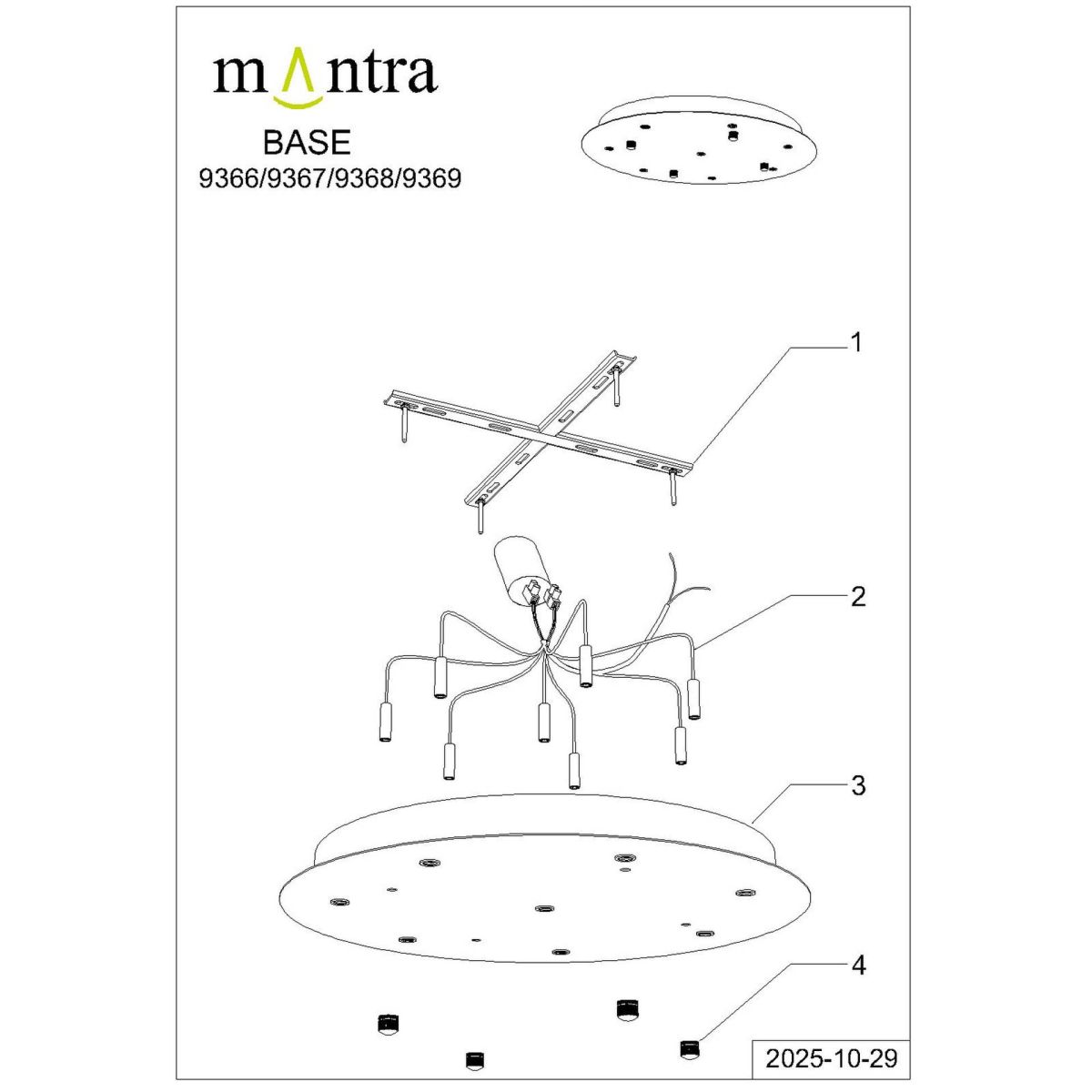 Основание потолочное 8L Mantra Modular Light Florones 9367