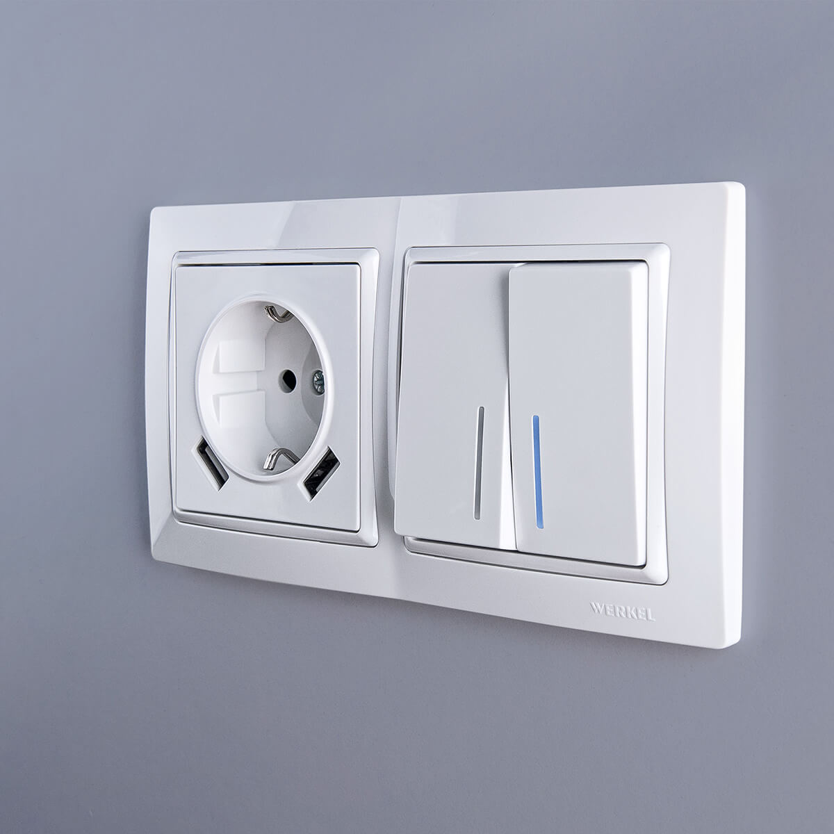 Выключатель двухклавишный с подсветкой Werkel белый W1120101 4690389155208