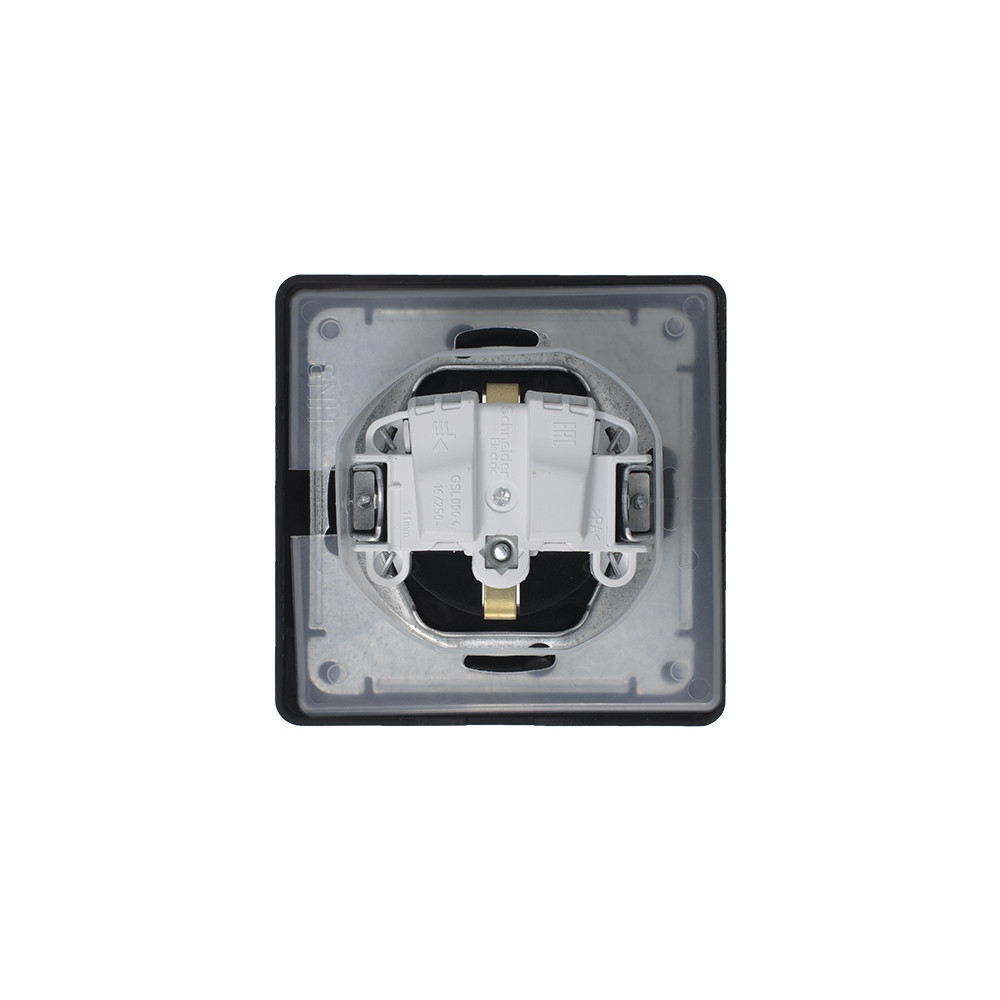 Розетка с/з со шторками с крышкой, 16А, IP44 (в сборе) Systeme Electric Glossa Антрацит GSL000748
