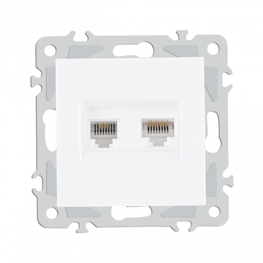 Розетка телефонная RJ11 + компьютерная RJ45 Arte Milano 206.44-1.white