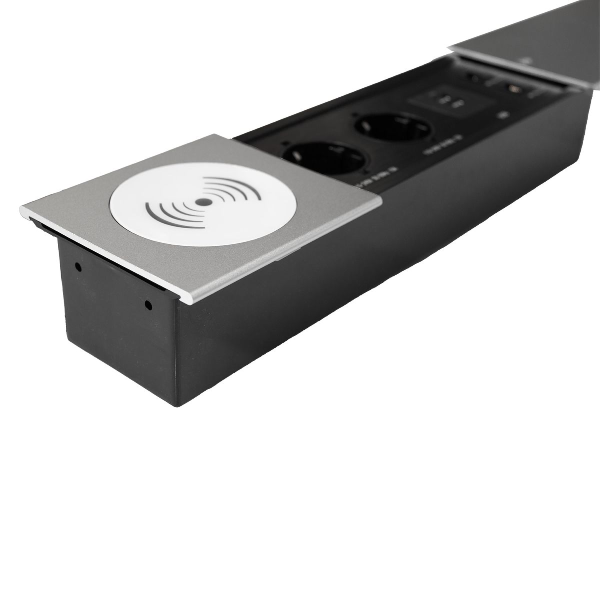 Блок розеток JX (Slide Top) (2 секции RJ-45 + 2 USB беспр.зарядка с кабелем питания) Mebax 00-00002892