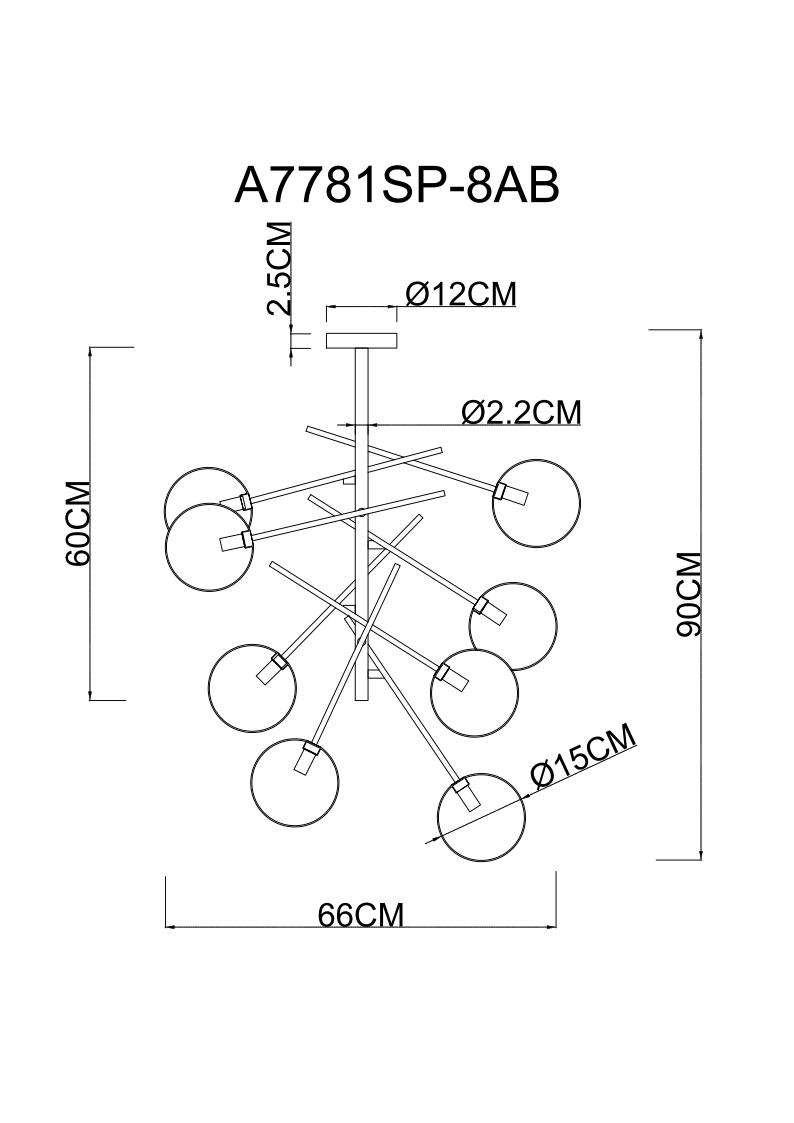 Люстра на штанге Arte Lamp Severus A7781SP-8AB