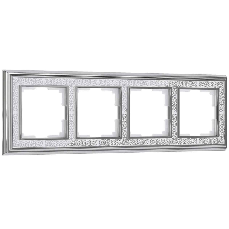 Рамка на 4 поста хром/белый Werkel W0041431 4690389159459