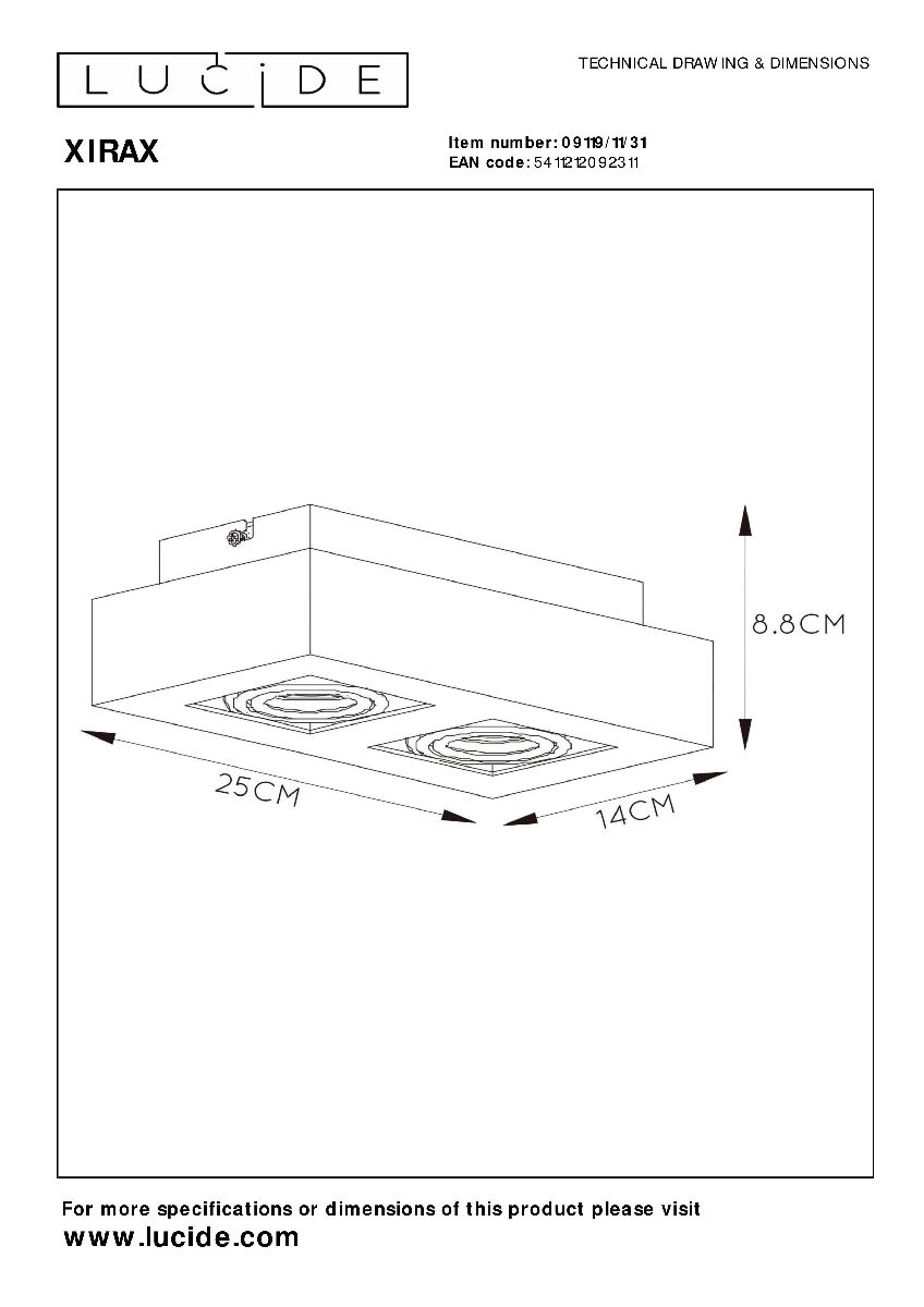 Накладной светильник Lucide Xirax 09119/11/31