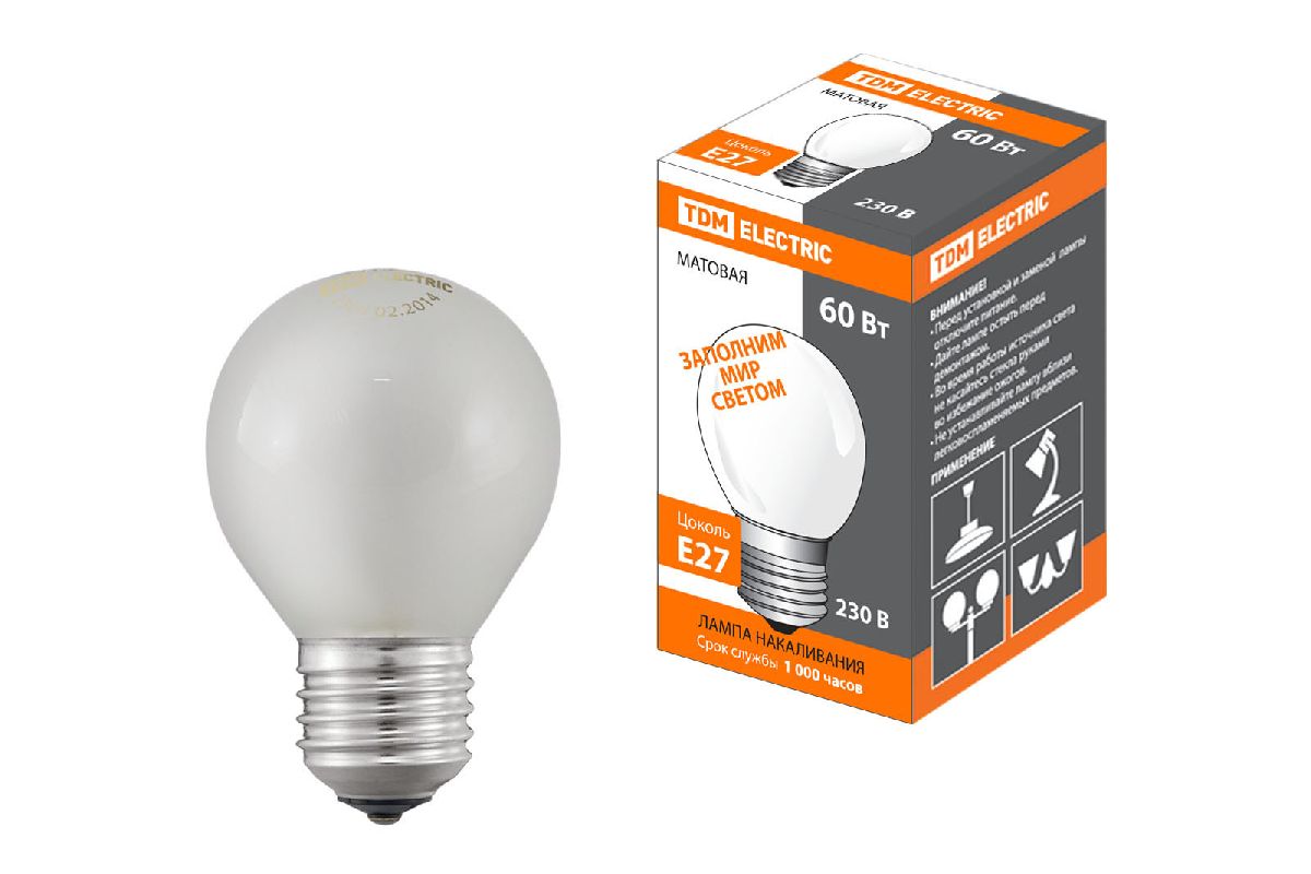 Лампа накаливания TDM Electric E27 60W матовая SQ0332-0008