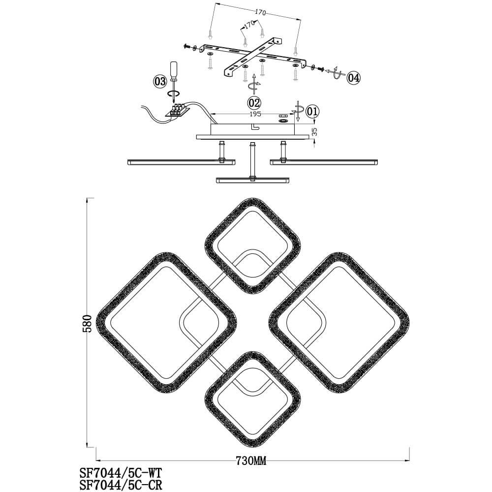 Потолочная светодиодная люстра Seven Fires Majori SF7044/5C-WT