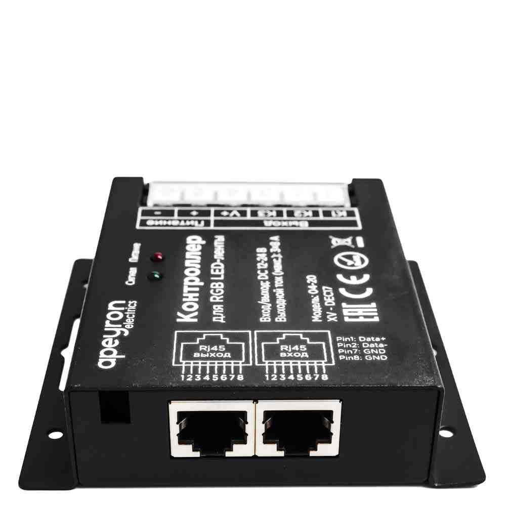 Контроллер RGB Apeyron 12В/24В 288Вт/576Вт 3 канала*8А пульт easy control 04-20